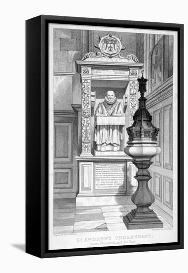 Monument to John Stow and Font in St Andrew Undershaft, 1837-John Le Keux-Framed Premier Image Canvas