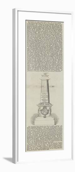 Monument to the Late Lieutenant-General Sir Lionel Smith-null-Framed Giclee Print