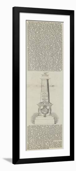 Monument to the Late Lieutenant-General Sir Lionel Smith-null-Framed Giclee Print