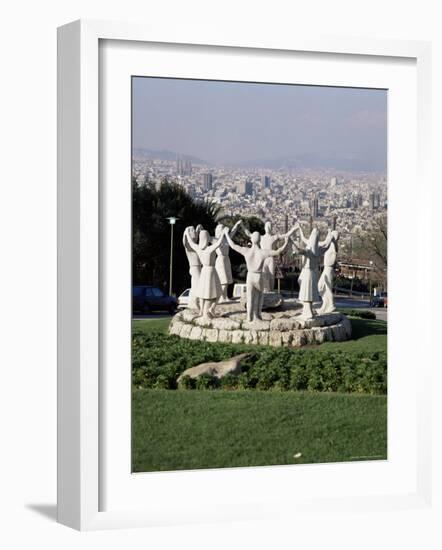 Monument to the Sardana, Montjuic, with Barcelona Skyline Beyond, Barcelona, Catalonia, Spain-Adina Tovy-Framed Photographic Print
