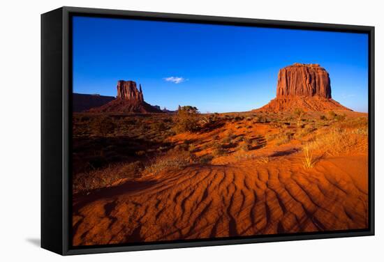 Monument Valley West Mitten And Merrick Butte Desert Sand Dunes Utah-holbox-Framed Stretched Canvas