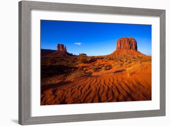 Monument Valley West Mitten And Merrick Butte Desert Sand Dunes Utah-holbox-Framed Art Print