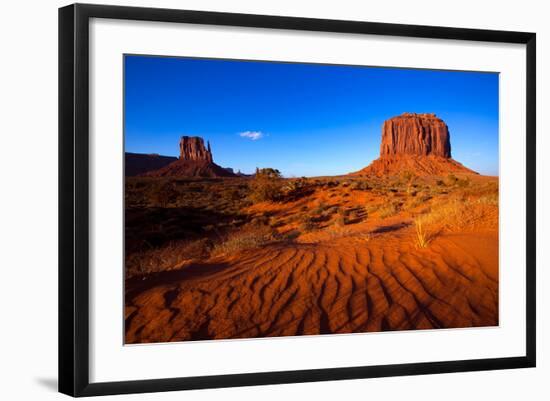 Monument Valley West Mitten And Merrick Butte Desert Sand Dunes Utah-holbox-Framed Art Print