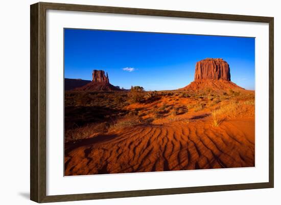 Monument Valley West Mitten And Merrick Butte Desert Sand Dunes Utah-holbox-Framed Art Print