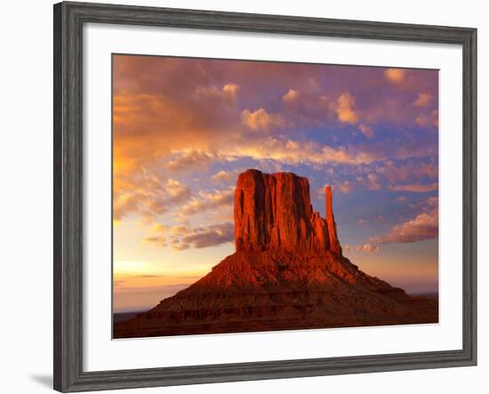 Monument Valley West Mitten at Sunset Colorful Sky Utah-Natureworld-Framed Photographic Print