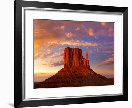 Monument Valley West Mitten at Sunset Colorful Sky Utah-Natureworld-Framed Photographic Print