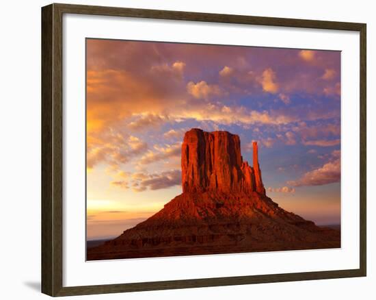 Monument Valley West Mitten at Sunset Colorful Sky Utah-Natureworld-Framed Photographic Print