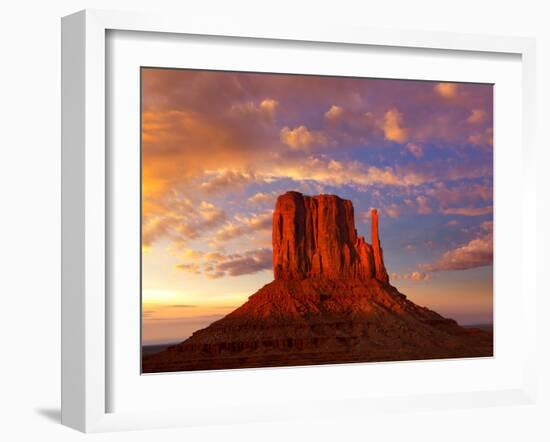 Monument Valley West Mitten at Sunset Colorful Sky Utah-Natureworld-Framed Photographic Print