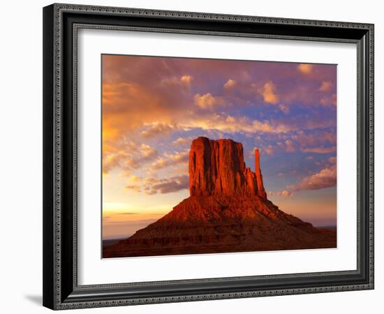 Monument Valley West Mitten at Sunset Colorful Sky Utah-Natureworld-Framed Photographic Print