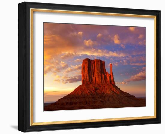 Monument Valley West Mitten at Sunset Colorful Sky Utah-Natureworld-Framed Photographic Print