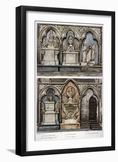 Monuments in the West Aisle of Westminster Abbey's North Transept, London, 1812-Augustus Charles Pugin-Framed Giclee Print