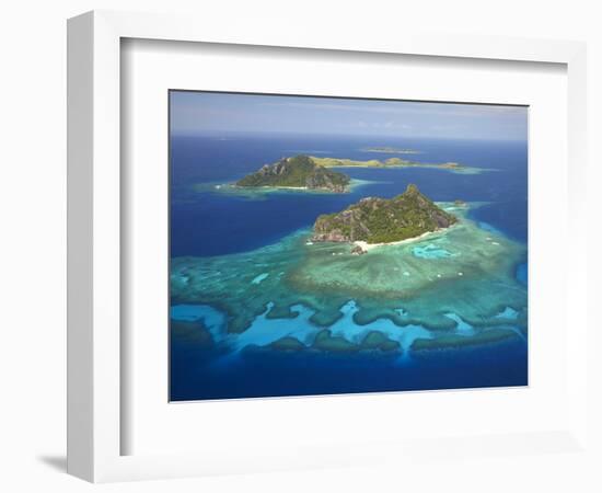 Monuriki Island and Coral Reef, Mamanuca Islands, Fiji-David Wall-Framed Premium Photographic Print