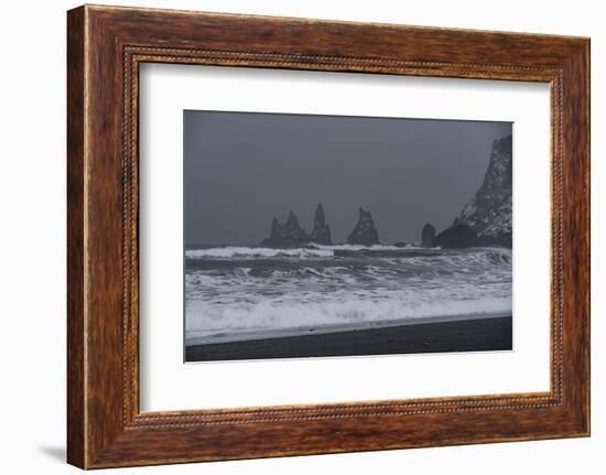 Mood of Reynisdrangar Rock in Fog in Iceland-Niki Haselwanter-Framed Photographic Print