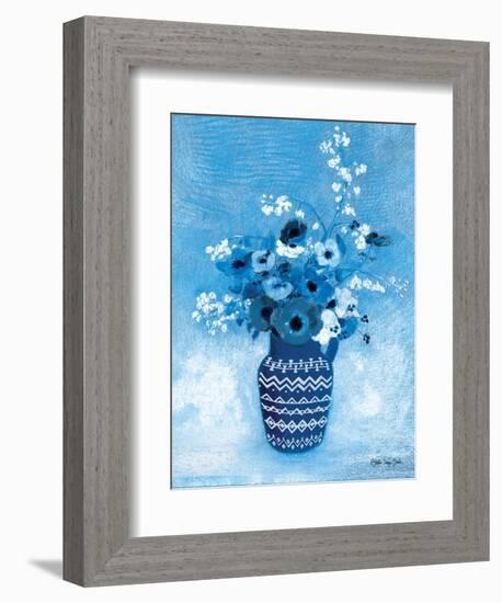 Moody Blue Floral-Stellar Design Studio-Framed Art Print