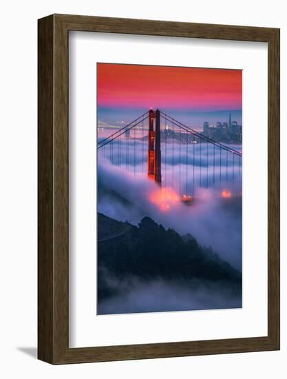 Moody Candy Morning Fog Golden Gate Bridge, San Francisco California Travel-Vincent James-Framed Photographic Print