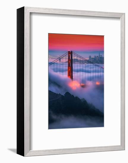 Moody Candy Morning Fog Golden Gate Bridge, San Francisco California Travel-Vincent James-Framed Photographic Print