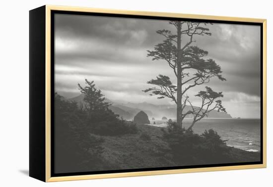 Moody Cannon Beach, Black and White, Oregon Coast-Vincent James-Framed Premier Image Canvas