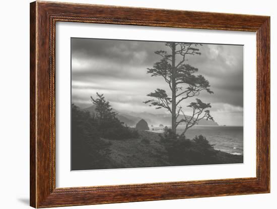 Moody Cannon Beach, Black and White, Oregon Coast-Vincent James-Framed Photographic Print