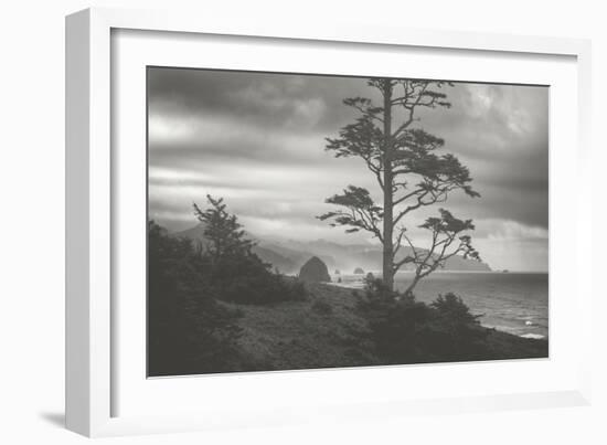 Moody Cannon Beach, Black and White, Oregon Coast-Vincent James-Framed Photographic Print