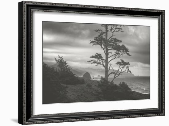 Moody Cannon Beach, Black and White, Oregon Coast-Vincent James-Framed Photographic Print