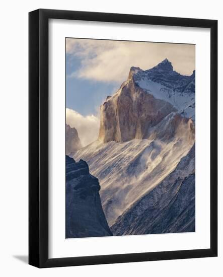 Moody Clouds Burn Off The Mountains In Patagonia-Joe Azure-Framed Photographic Print