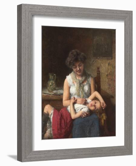 Moody Girl. Ca. 1900-Alexei Alexeiewitsch Harlamoff-Framed Giclee Print