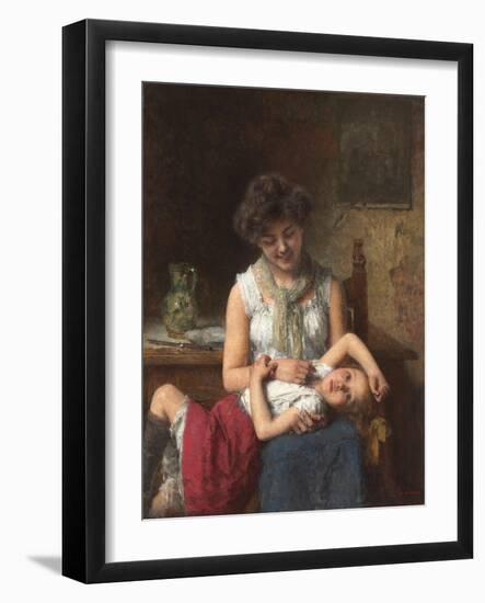 Moody Girl. Ca. 1900-Alexei Alexeiewitsch Harlamoff-Framed Giclee Print