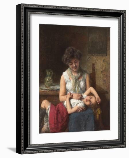 Moody Girl. Ca. 1900-Alexei Alexeiewitsch Harlamoff-Framed Giclee Print