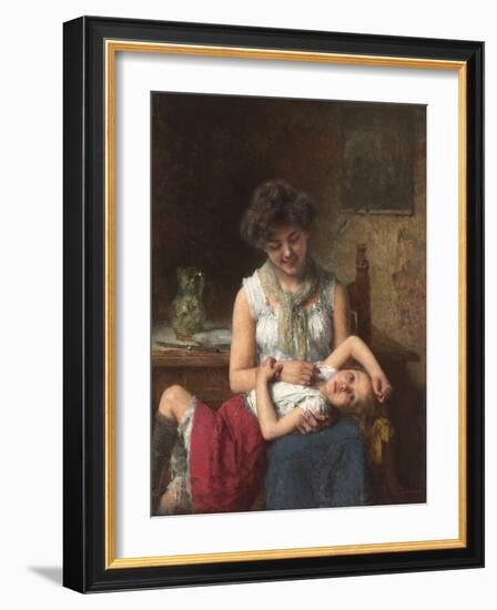 Moody Girl. Ca. 1900-Alexei Alexeiewitsch Harlamoff-Framed Giclee Print