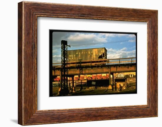 Moody Sunlight Showing Hopper Car of the Reading Railroad Idle on Rusting Elevated Span-Walker Evans-Framed Photographic Print