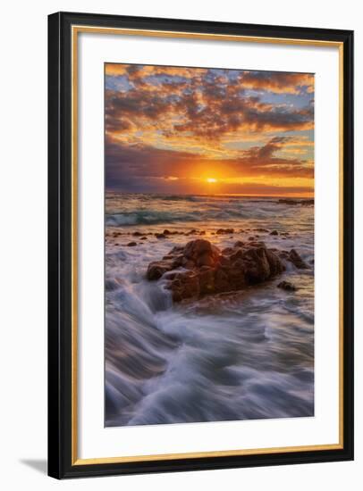 Moody Sunrise Seascape, Kapaa Kauai Hawaii-Vincent James-Framed Photographic Print