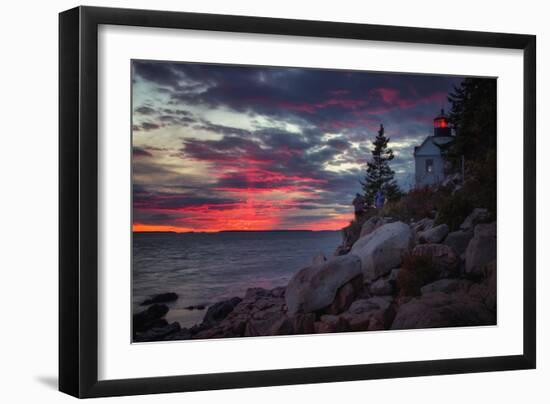 Moody Sunset at Bass Harbor, Maine Coast-null-Framed Photographic Print