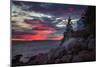 Moody Sunset at Bass Harbor, Maine Coast-null-Mounted Photographic Print
