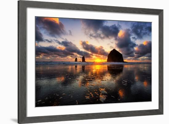Moody Sunset at Cannon Beach, Oregon Coast-Vincent James-Framed Photographic Print