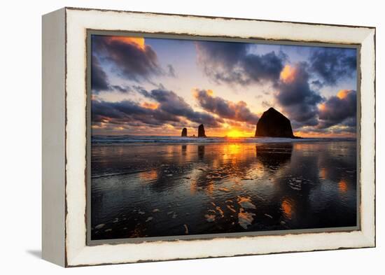 Moody Sunset at Cannon Beach, Oregon Coast-Vincent James-Framed Premier Image Canvas