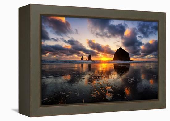 Moody Sunset at Cannon Beach, Oregon Coast-Vincent James-Framed Premier Image Canvas