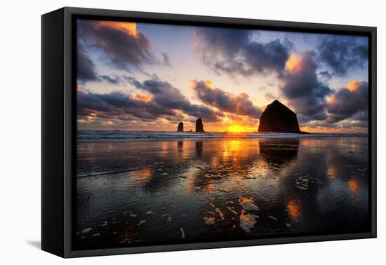 Moody Sunset at Cannon Beach, Oregon Coast-Vincent James-Framed Premier Image Canvas