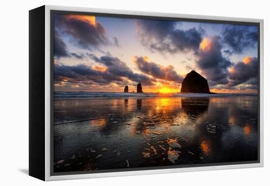 Moody Sunset at Cannon Beach, Oregon Coast-Vincent James-Framed Premier Image Canvas