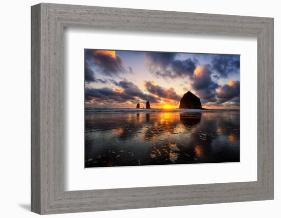 Moody Sunset at Cannon Beach, Oregon Coast-Vincent James-Framed Photographic Print