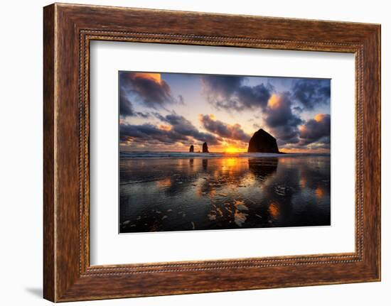 Moody Sunset at Cannon Beach, Oregon Coast-Vincent James-Framed Photographic Print