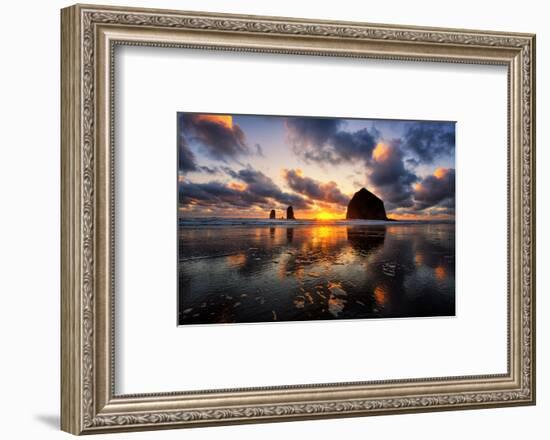 Moody Sunset at Cannon Beach, Oregon Coast-Vincent James-Framed Photographic Print