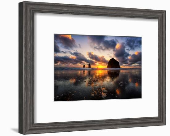 Moody Sunset at Cannon Beach, Oregon Coast-Vincent James-Framed Photographic Print