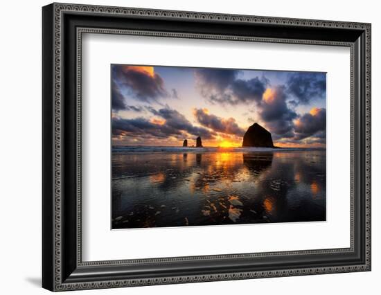 Moody Sunset at Cannon Beach, Oregon Coast-Vincent James-Framed Photographic Print