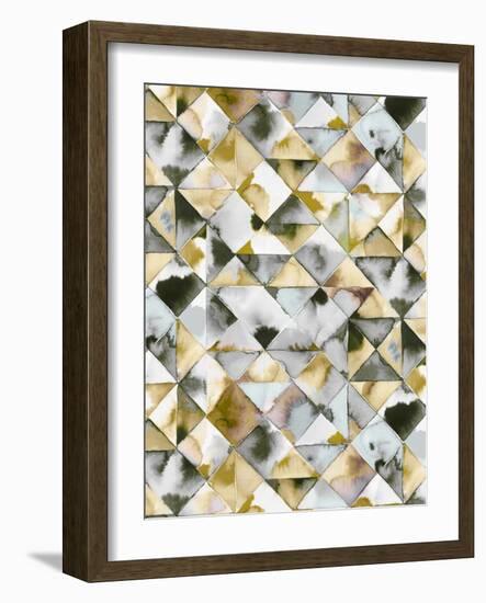 Moody Triangles Gold Silver-Ninola Designs-Framed Art Print