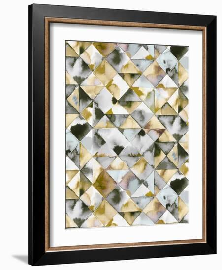 Moody Triangles Gold Silver-Ninola Designs-Framed Art Print