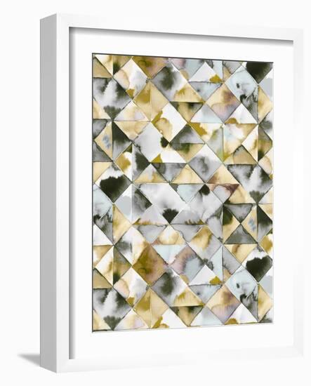 Moody Triangles Gold Silver-Ninola Designs-Framed Art Print