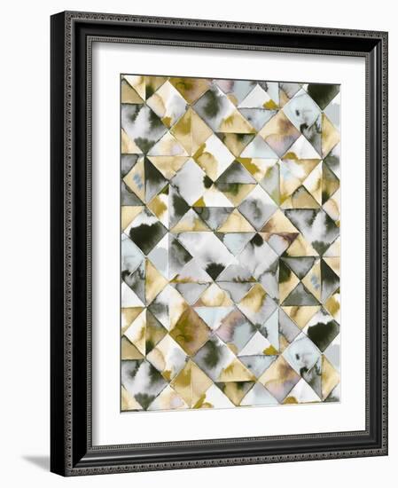 Moody Triangles Gold Silver-Ninola Designs-Framed Art Print