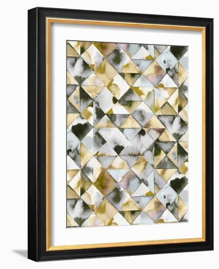 Moody Triangles Gold Silver-Ninola Designs-Framed Art Print