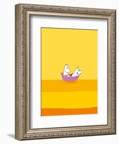 Moomintroll and Snorkmaiden Relaxing in Their Boat-Tove Jansson-Framed Art Print