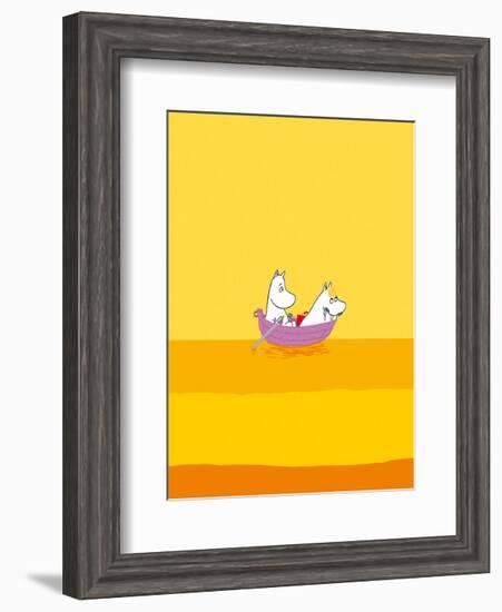 Moomintroll and Snorkmaiden Relaxing in Their Boat-Tove Jansson-Framed Art Print